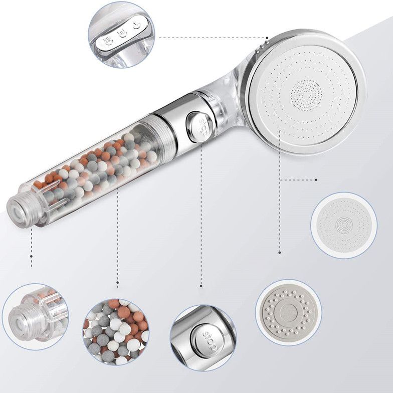 Avtoit | Modern Handheld Shower Head Round Filter Ball Spray Head in Silver