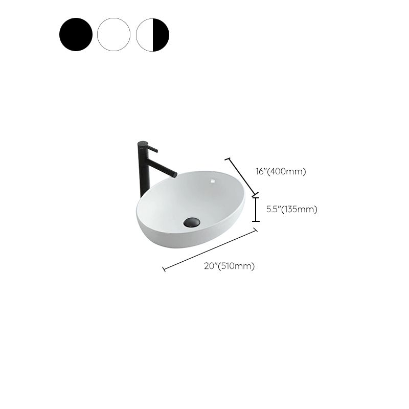 Avtoit | Modern Vessel Bathroom Sink Oval Porcelain with Pop-Up Drain System Vessel