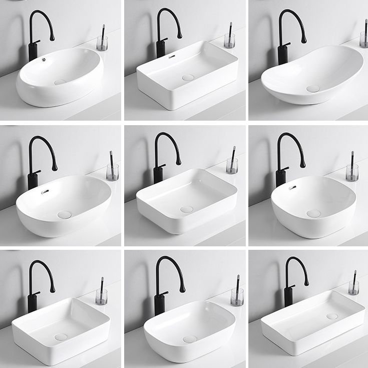 Avtoit | Modern Vessel Sink Porcelain Rectangular Vessel Sink (Not Including Faucet)