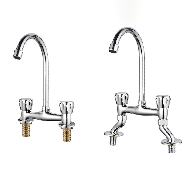 Avtoit | Contemporary Widespread Sink Faucet Knob Handle Goose Neck Arc Solid Brass Faucet