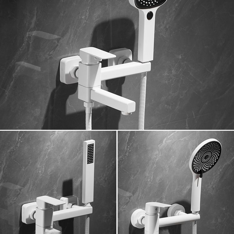 Avtoit | White Bath Water Faucet Trim Single Lever Handle Swivel Spout Wall Mounted Hand Shower Bathtub Filler