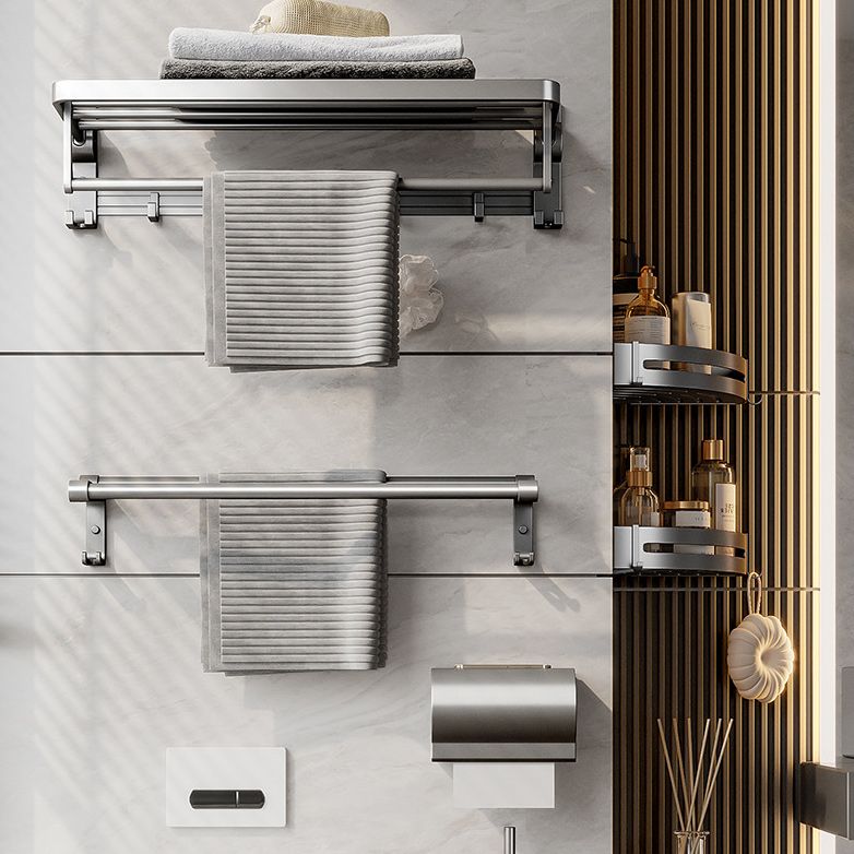 Avtoit | Gray Aluminum Bathroom Accessory Set Contemporary Bathroom Shelf