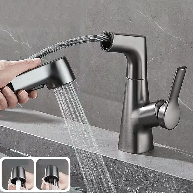 Avtoit | Modern Sink Faucet Lever Handle Copper Low Arc Pull-Out Sink Faucet