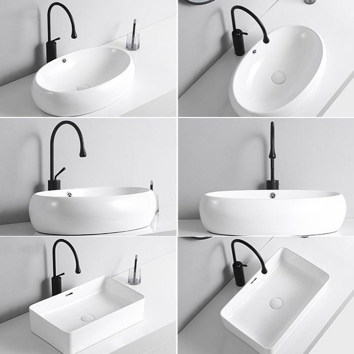 Avtoit | Modern Vessel Sink Porcelain Rectangular Vessel Sink (Not Including Faucet)