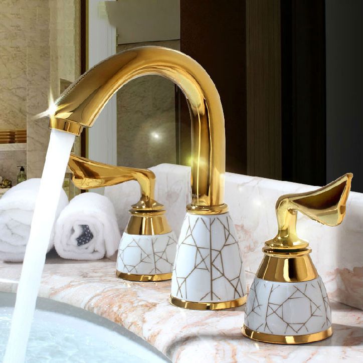 Avtoit | Deck Mounted Roman Tub Faucet Low Arc Bronze Romantic Bathtub Fitting Set