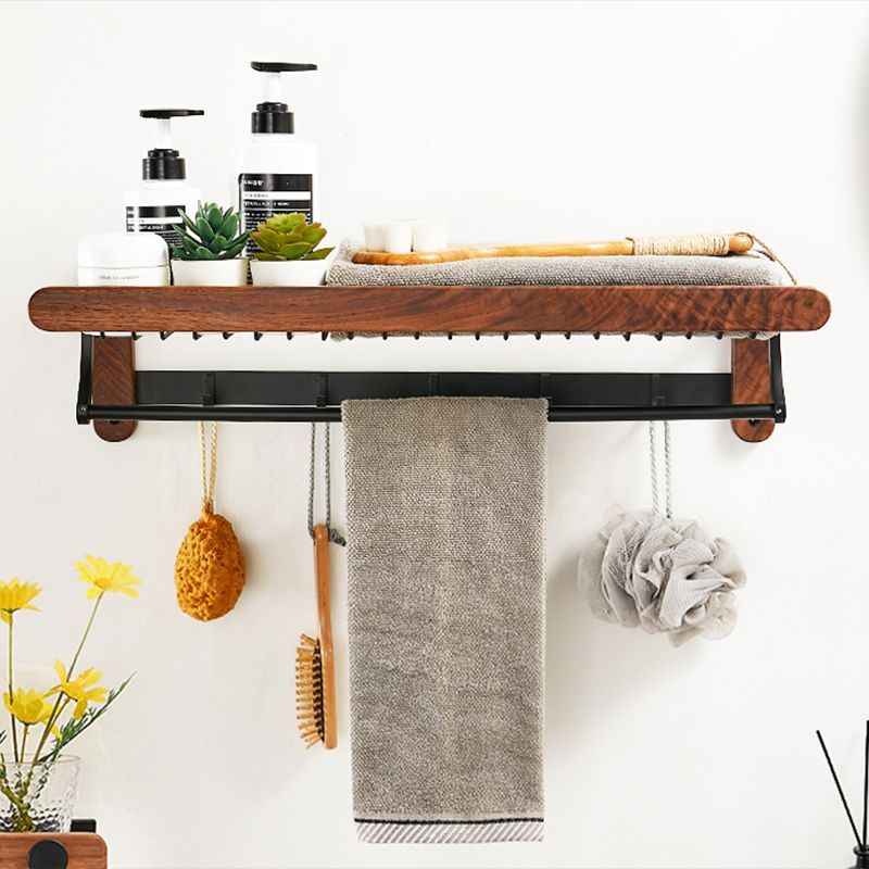 Avtoit | Walnut Brown Bathroom Accessory Set Metal Folding Bath Hardware Set