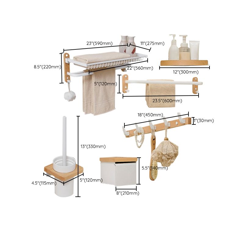 Avtoit | Aluminium and Wood Bathroom Accessories Set White Bathroom Accessories Kit