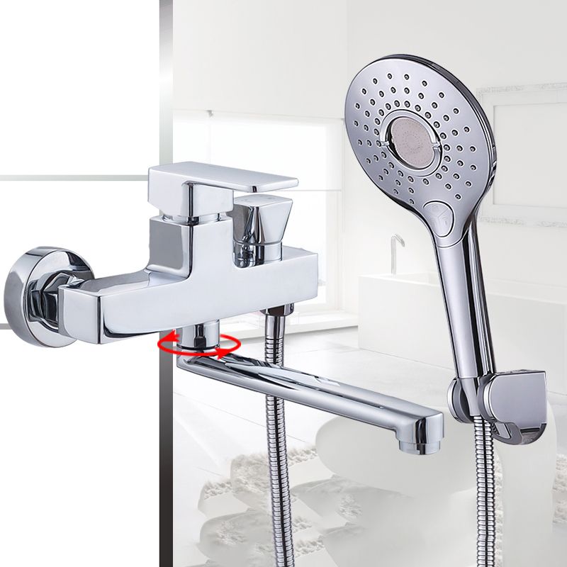 Avtoit | Chrome polished bathroom faucet wall-mounted with swivel spout and hand shower