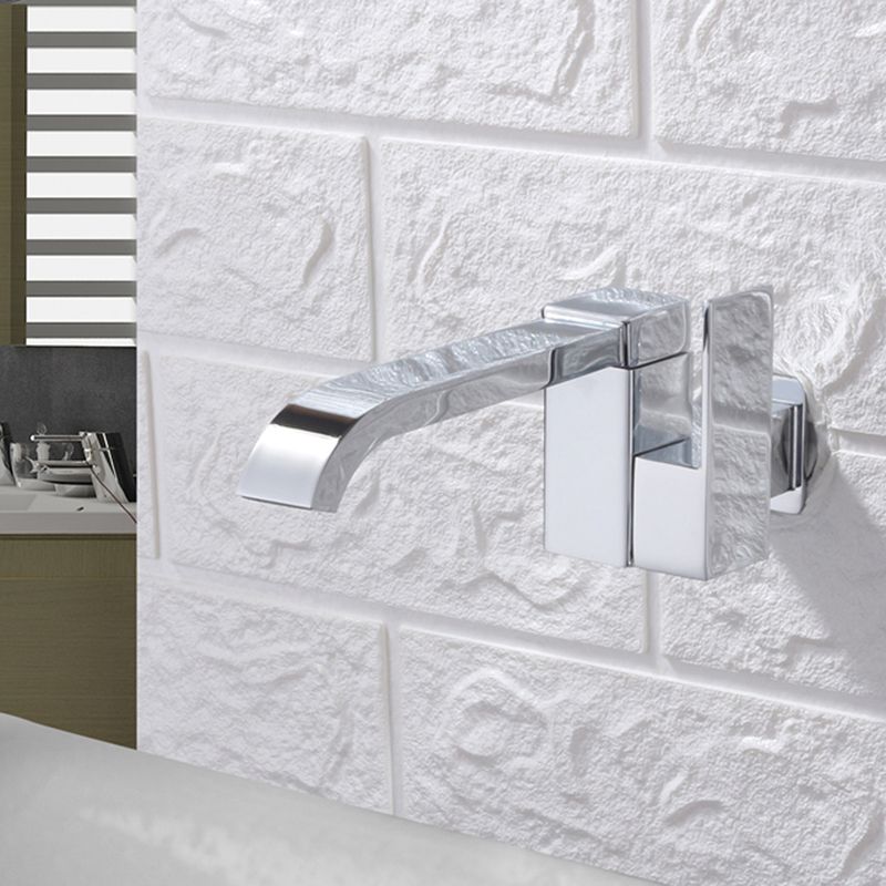 Avtoit | Contemporary Wall Mounted Bathroom Faucet Lever Handles Low Arc Swivel Brass Faucet
