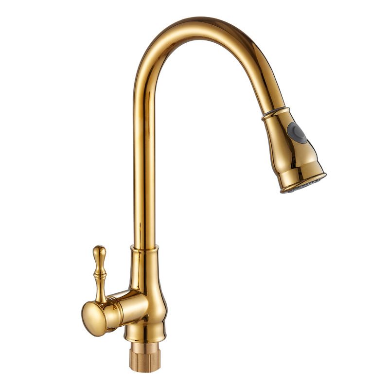 Avtoit | Brushed Gold Kitchen Faucet High Arc Swivel Spout with Pull-Down Spray Head