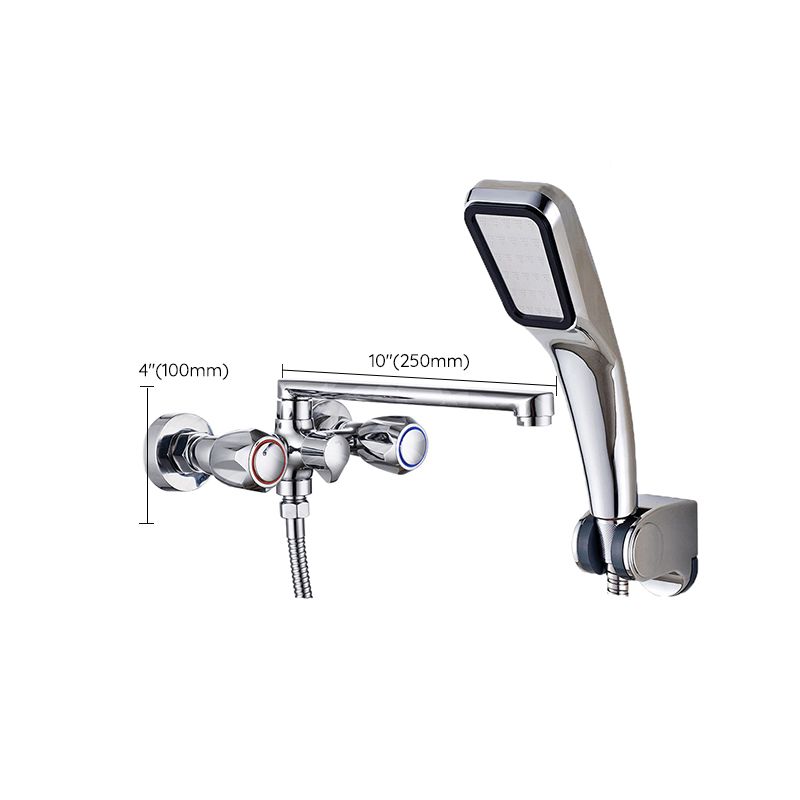 Avtoit | Contemporary Bathtub Faucet Trim Chrome Wall-Mounted Swivel Spout with Hand Shower