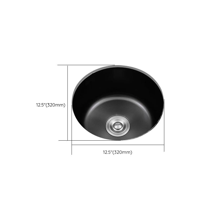 Avtoit | Stainless Steel Round Sink in Black Single Basin Undermount Sink with Basket Strainer