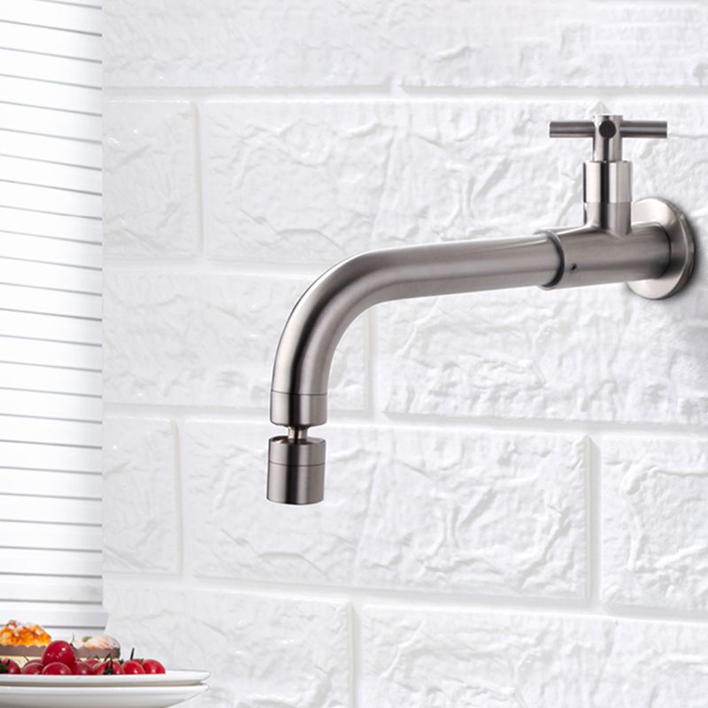 Avtoit | Contemporary Wall-Mounted Bathroom Faucet Cross Handles Stainless Steel Faucet