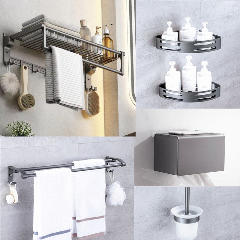 Avtoit | Matt gray bathroom accessory set bathroom shelf/towel holder & paper holder included