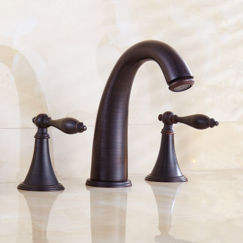 Avtoit | Copper Deck-Mounted Roman Bathtub Faucet Low Arc Roman Bathtub Faucet Set