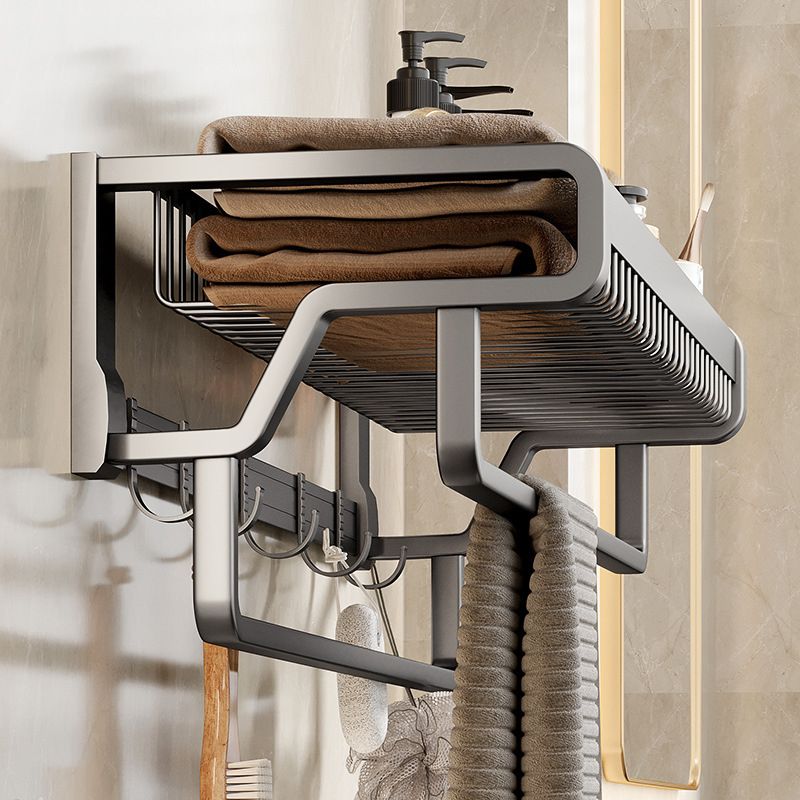 Avtoit | Aluminum modern bathroom accessories set polished gray bathroom shelf/paper holder/robe hook
