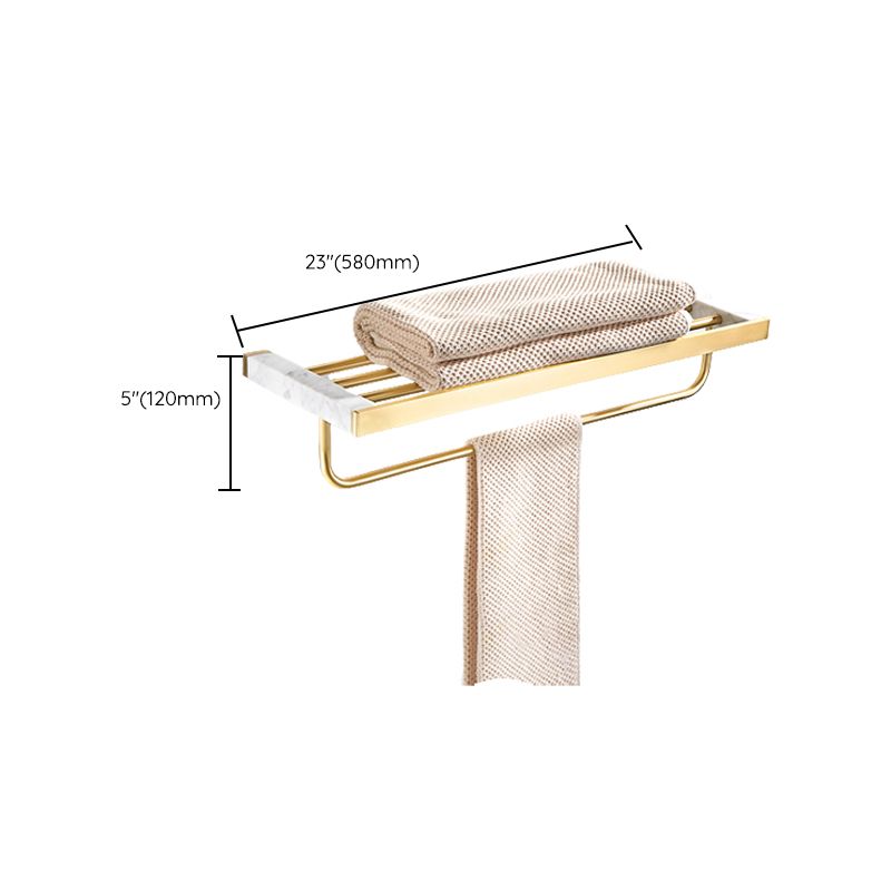 Avtoit | Brushed Brass Bathroom Accessory Set Metal & Marble Bathroom Hardware Set with Bathtub Shelf