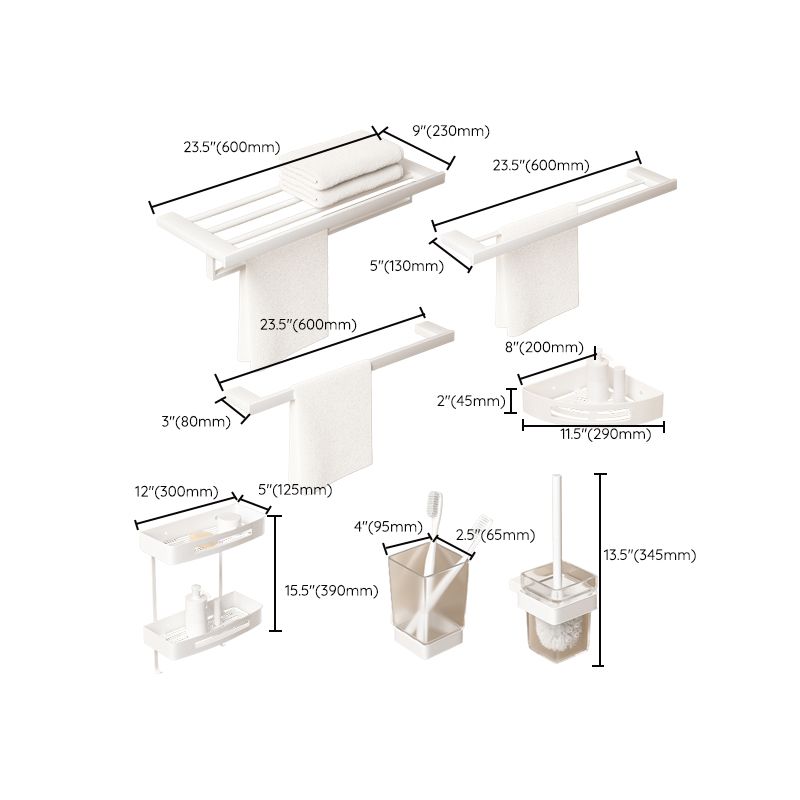 Avtoit | Modern White Bathroom Accessory Set Stainless Steel Bath Hardware Set