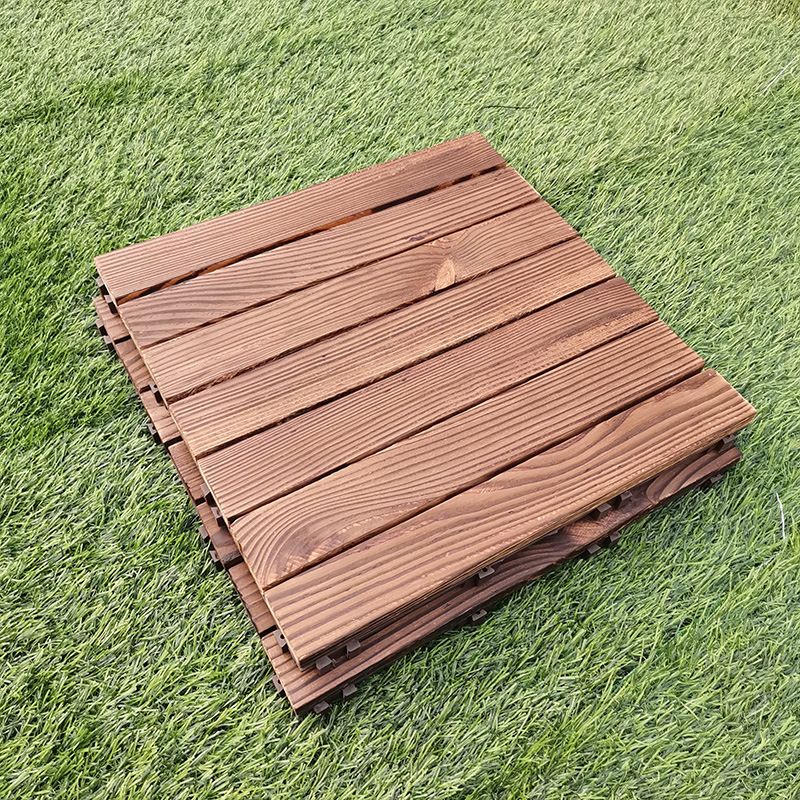 Avtoit | 7-Slat Square Wood Floor Tiles Click Installation Outdoor Floor Tiles