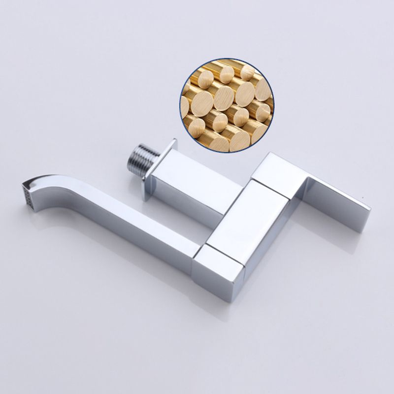 Avtoit | Contemporary Wall Mounted Bathroom Faucet Lever Handles Low Arc Swivel Brass Faucet