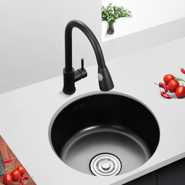 Avtoit | Single Bowl Kitchen Sink Round Stainless Steel Sink with Drain Strainer Kits