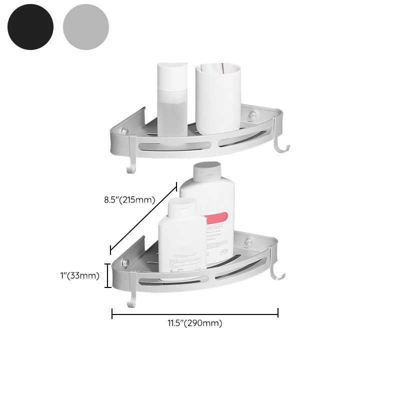 Avtoit | Modern Aluminum Bathroom Accessory Set Black/ Silver Bathroom Shelf
