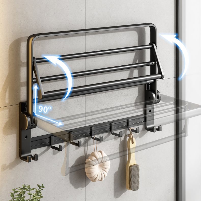 Avtoit | Contemporary Bathroom Accessory Set Matte Black Bathroom Set with Bathrobe Hooks/Towel Bar
