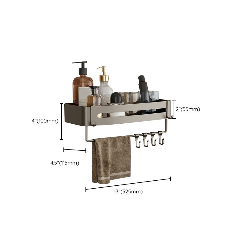 Avtoit | Contemporary Aluminum Bathroom Accessory Set Gray Bath Shelf