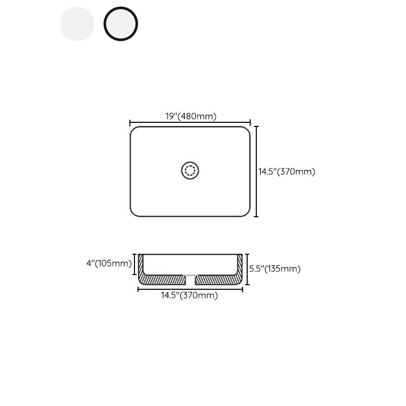 Avtoit | Contemporary sink with pop-up drain porcelain rectangular basin