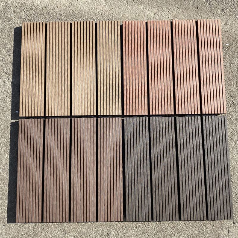 Avtoit | 12" X 12" PVC 6-Slat Square Patio Tiles Snap Fit Installation Outdoor Floor Tiles