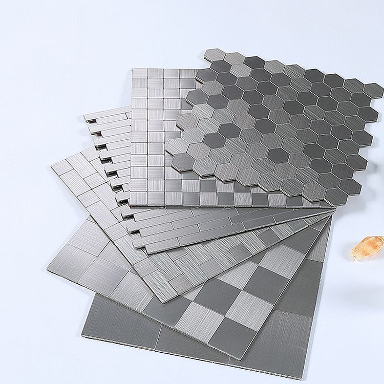 Avtoit | Subway Tile Wallpaper Contemporary Peel and Stick Wall Tile with Metal Look