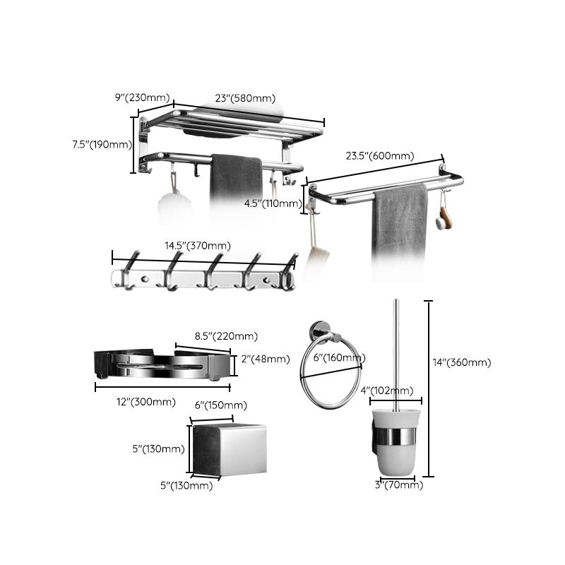 Avtoit | Modern Bathroom Accessories Set Silver Bathroom Accessories Hardware Set