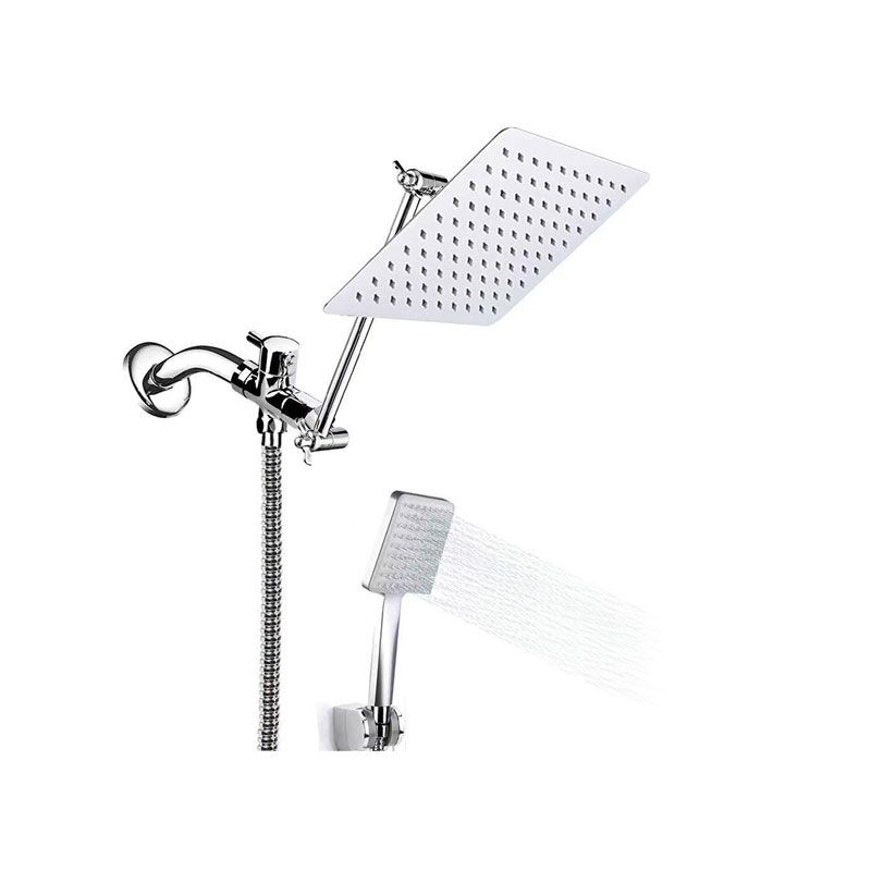 Avtoit | Contemporary Pull Down Dual Shower Head Square High Arc Shower Head Combo in Chrome