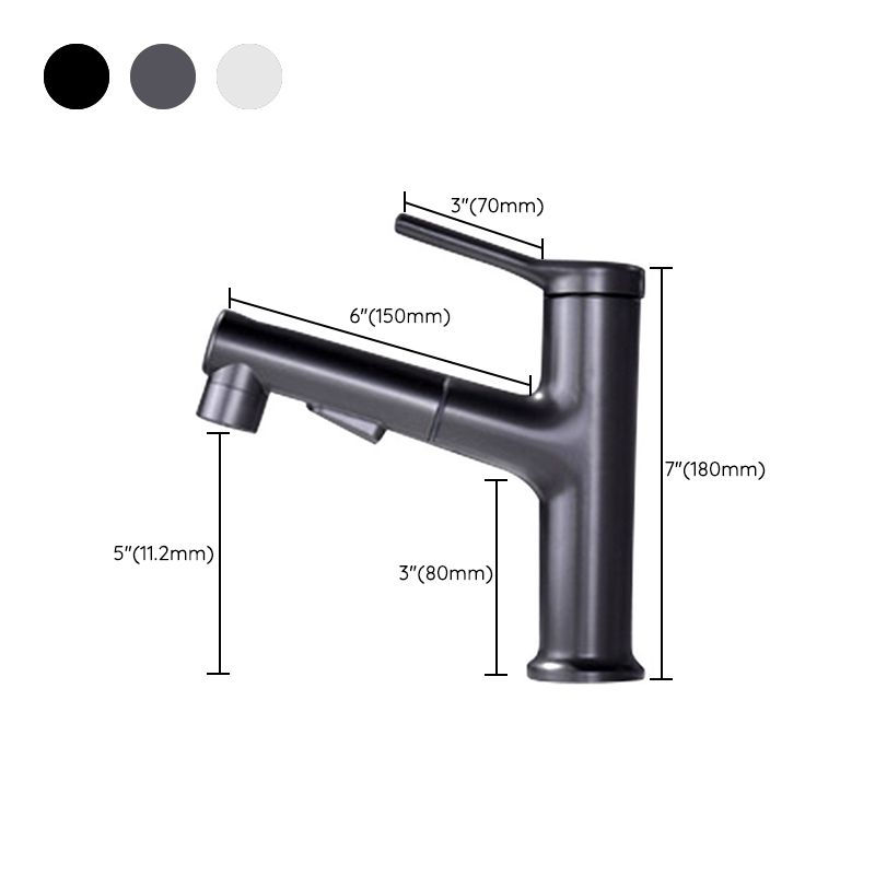 Avtoit | Modern Style Extendable Vessel Faucet Single Handle Low Arc Copper Vessel Faucet
