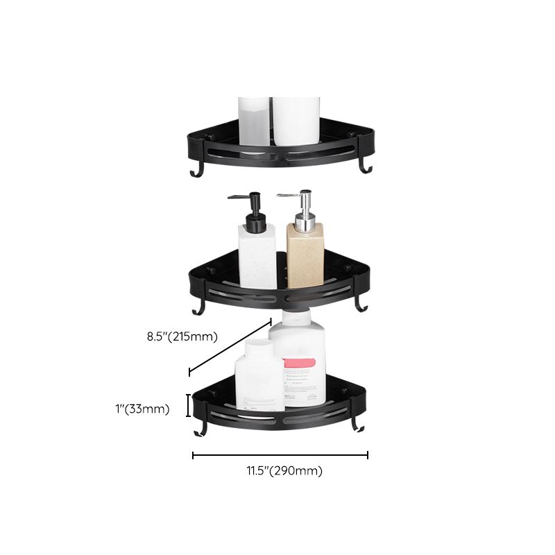 Avtoit | Modern Aluminum Bathroom Accessory Set Black/ Silver Bathroom Shelf