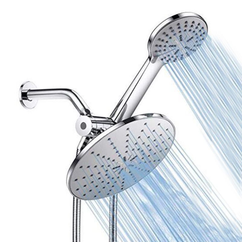 Avtoit | Wall Mounted Round Shower Modern Style Metal Double Shower Heads