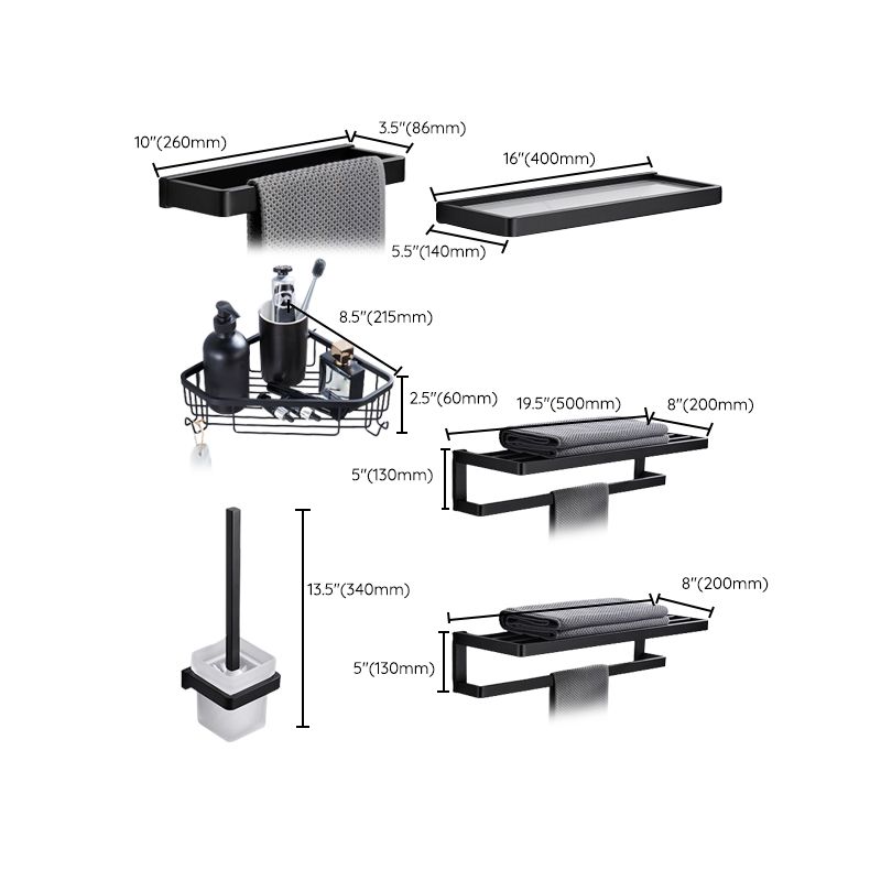 Avtoit | Matt Black 5-piece modern bathroom accessory as a single item or as a set with towel bar