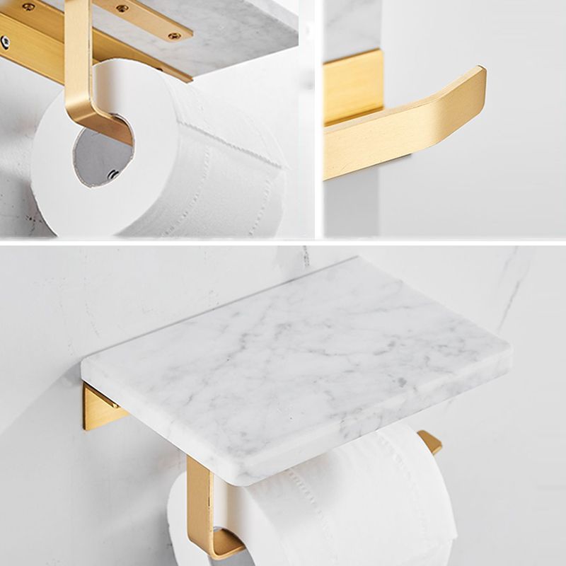 Avtoit | Marble & Brass Bathroom Accessories Set Golden Bathroom Accessories Kit