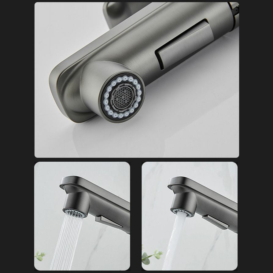 Avtoit | Modern Brass Water Faucet Center Mount Bathroom Faucet with Water Hose