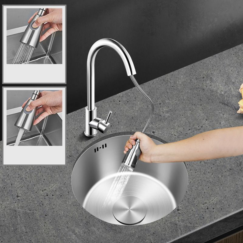 Avtoit | Contemporary Style Kitchen Sink Stainless Steel Round Kitchen Sink