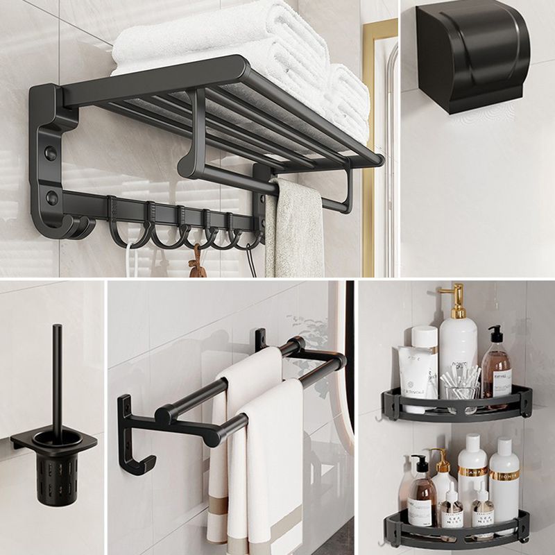 Avtoit | Chrome/Black Classic Bathroom Accessory Set Modern Bath Shelf/Towel Bar & Paper Holder