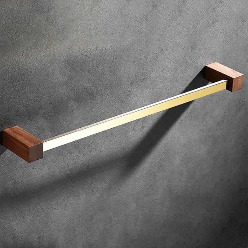Avtoit | Polished Brass Bathroom Hardware Set Metal & Wood Bathroom Set with Bath Shelf/Towel Bar