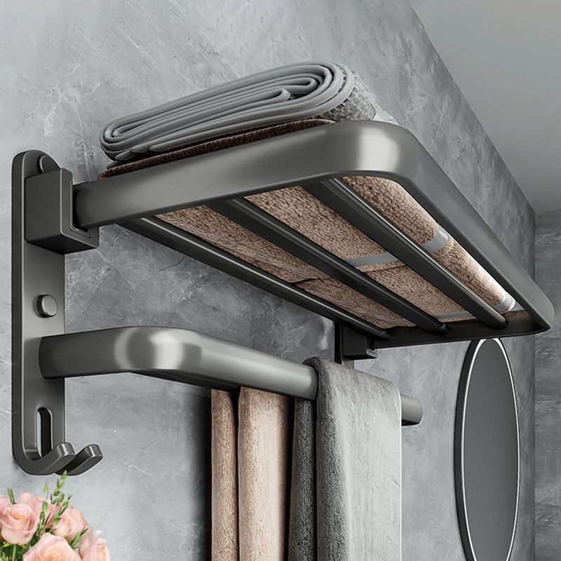 Avtoit | Contemporary Bathroom Accessory Set Gray Aluminum Bathroom Shelf/Towel Rack/Bathtub Hook