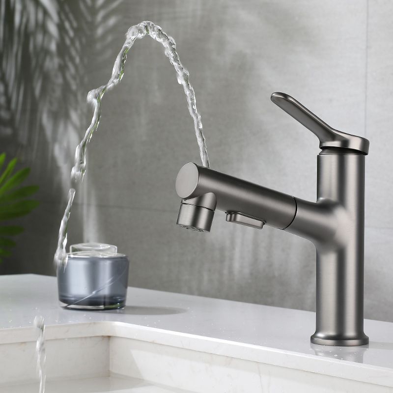Avtoit | Extendable Bathroom Faucet Brass Modern Faucet with Water Hose