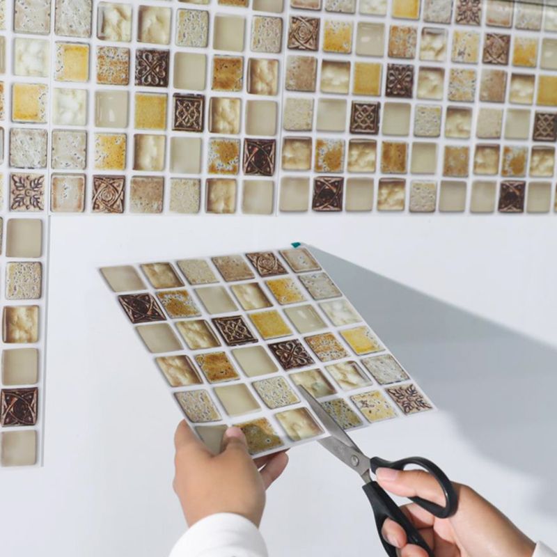 Avtoit | Plastic Self-Adhesive Tiles Mosaic Tiles Grid Square Waterproof Self-Adhesive Tile Pack of 12