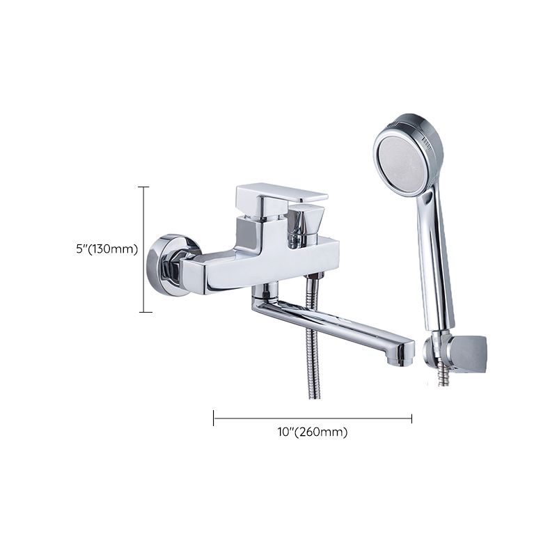 Avtoit | Chrome polished bathroom faucet wall-mounted with swivel spout and hand shower