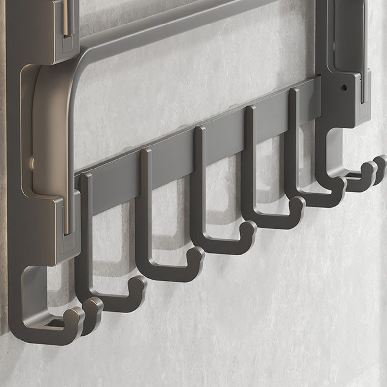 Avtoit | Modern gray bathroom hardware set with bath shelf/towel holder/robe hook/toilet paper holder