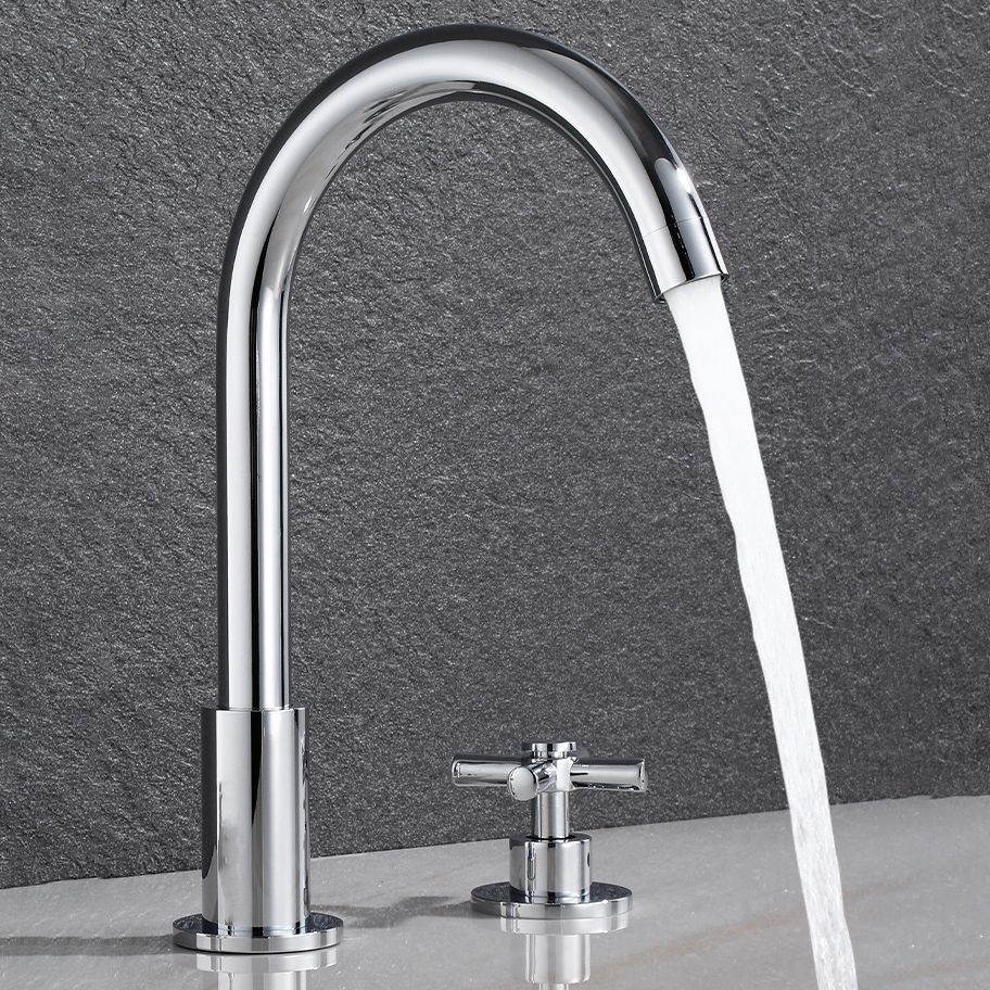 Avtoit | Goose Neck Bathroom Basin Faucet 2 Handles Hot and Cold Water Basin Faucet with Drain