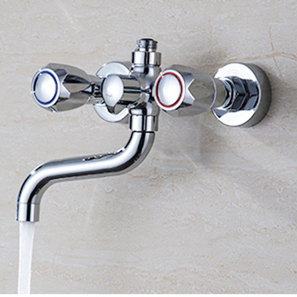 Avtoit | Chrome Bathroom Faucet Trim Wall-mounted Swing Faucet with Hand Shower