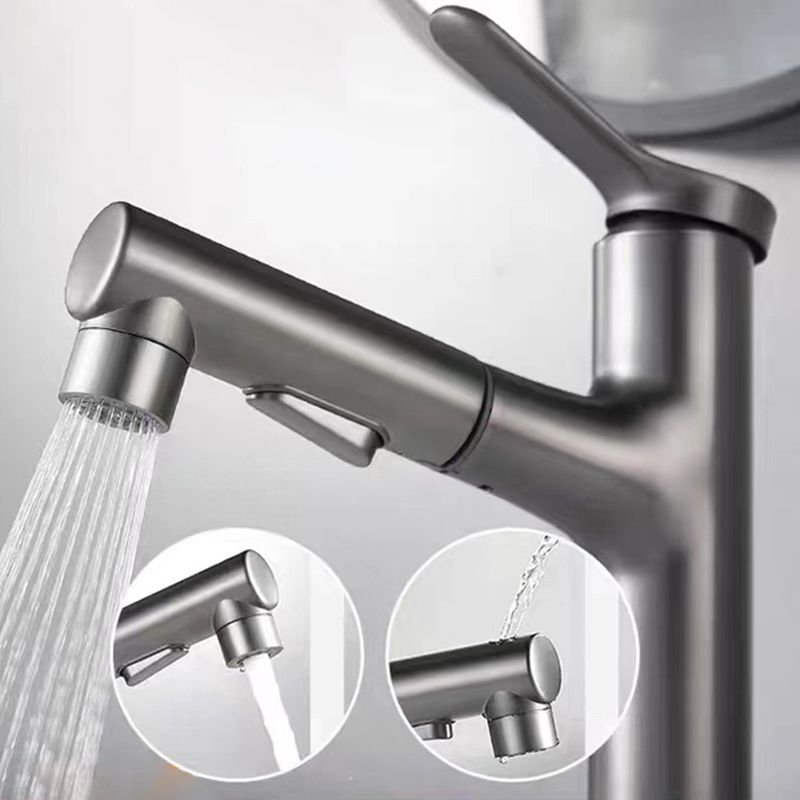 Avtoit | Modern Style Extendable Vessel Faucet Single Handle Low Arc Copper Vessel Faucet